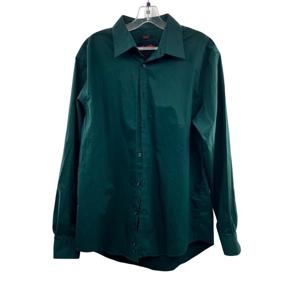 Egara Men's Skinny Fit Button Up Dress Shirt Green Size 16.5 34/35 - Picture 1 of 8